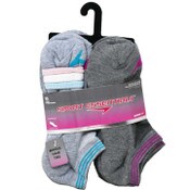 Wholesale - 10pk GIRLS SP STRIPED WELT HC NS SOCKS W/BONUS SIZE 9-11, UPC: 193159197889